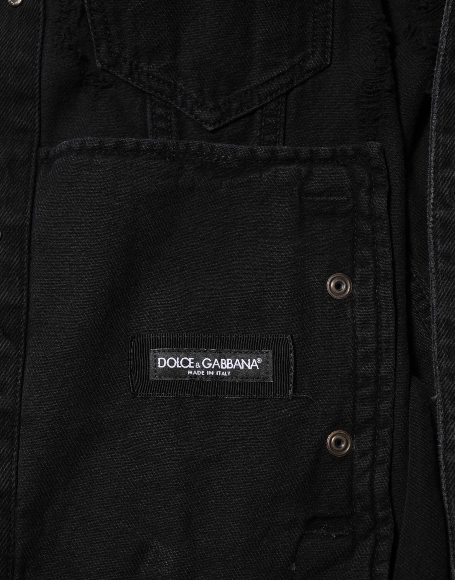Dolce &amp; Gabbana Blousonjacke aus schwarzem Baumwoll-Stretch-Denim