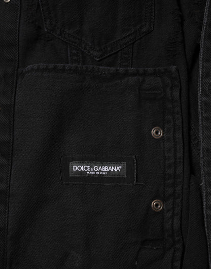 Dolce &amp; Gabbana Blousonjacke aus schwarzem Baumwoll-Stretch-Denim