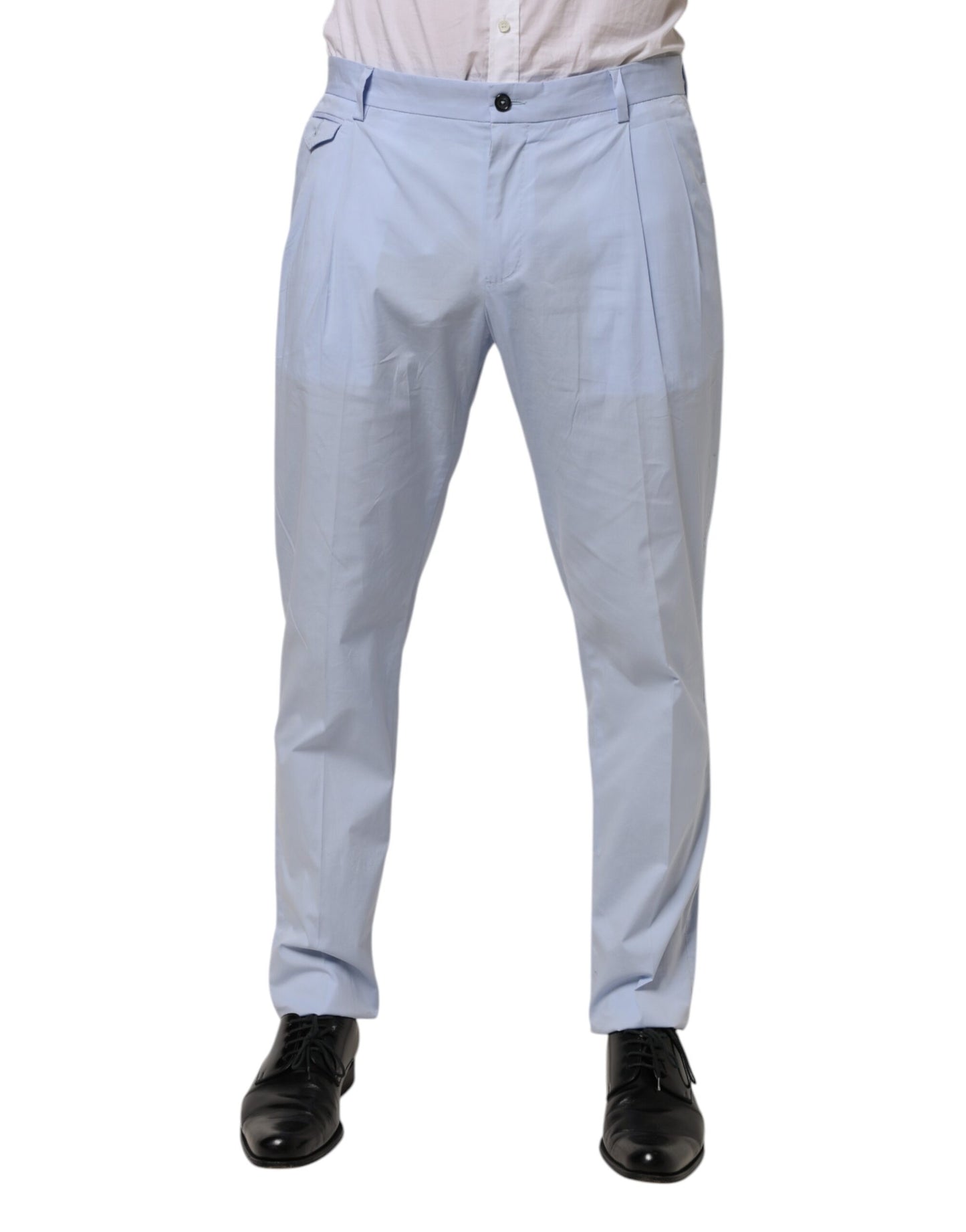 Dolce &amp; Gabbana Hellblaue konische Hose aus Baumwollstretch für Herren