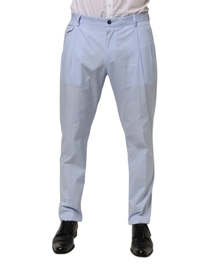 Dolce &amp; Gabbana Hellblaue konische Hose aus Baumwollstretch für Herren