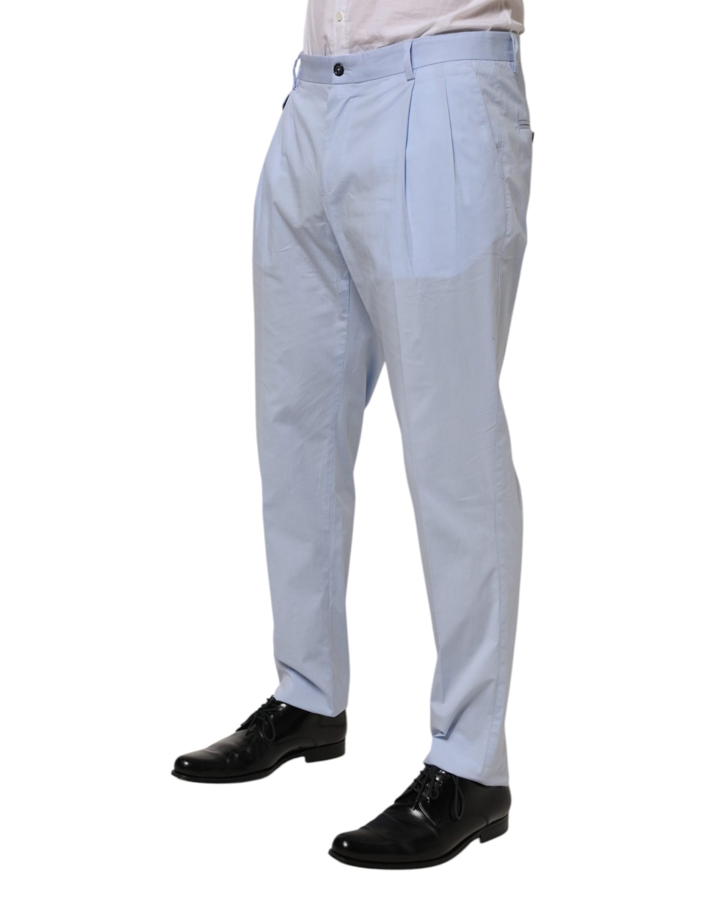 Dolce &amp; Gabbana Hellblaue konische Hose aus Baumwollstretch für Herren