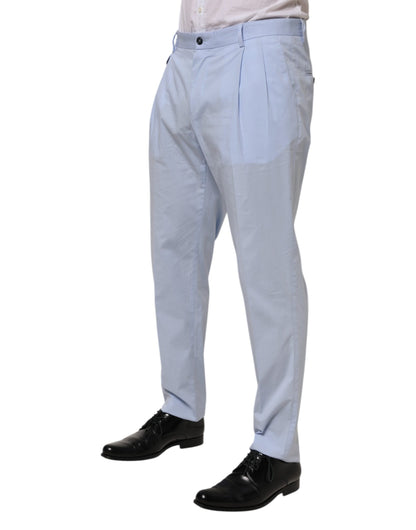 Dolce &amp; Gabbana Hellblaue konische Hose aus Baumwollstretch für Herren