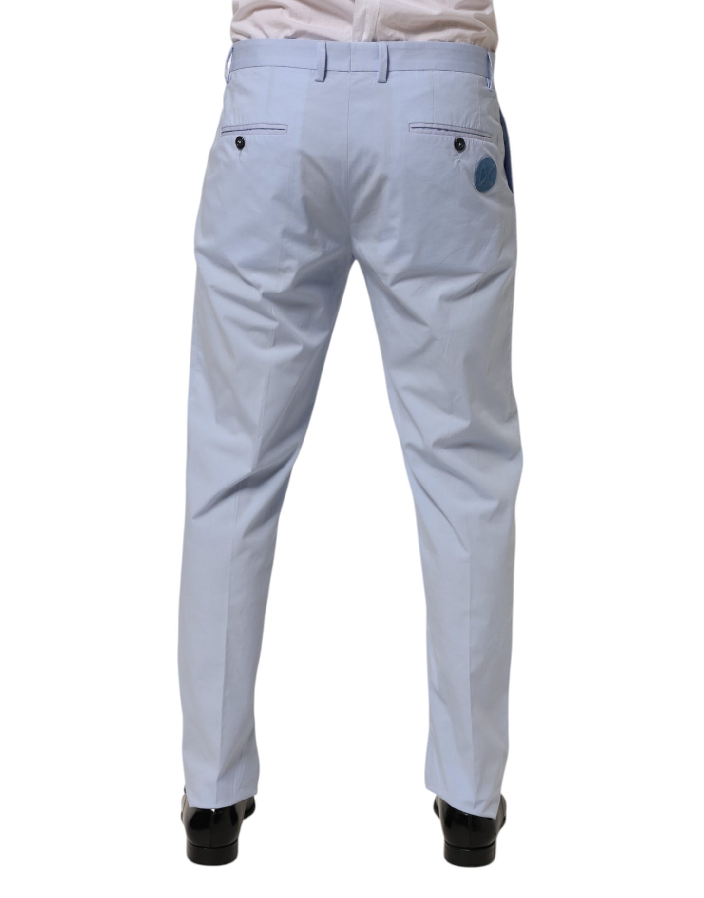 Dolce &amp; Gabbana Hellblaue konische Hose aus Baumwollstretch für Herren