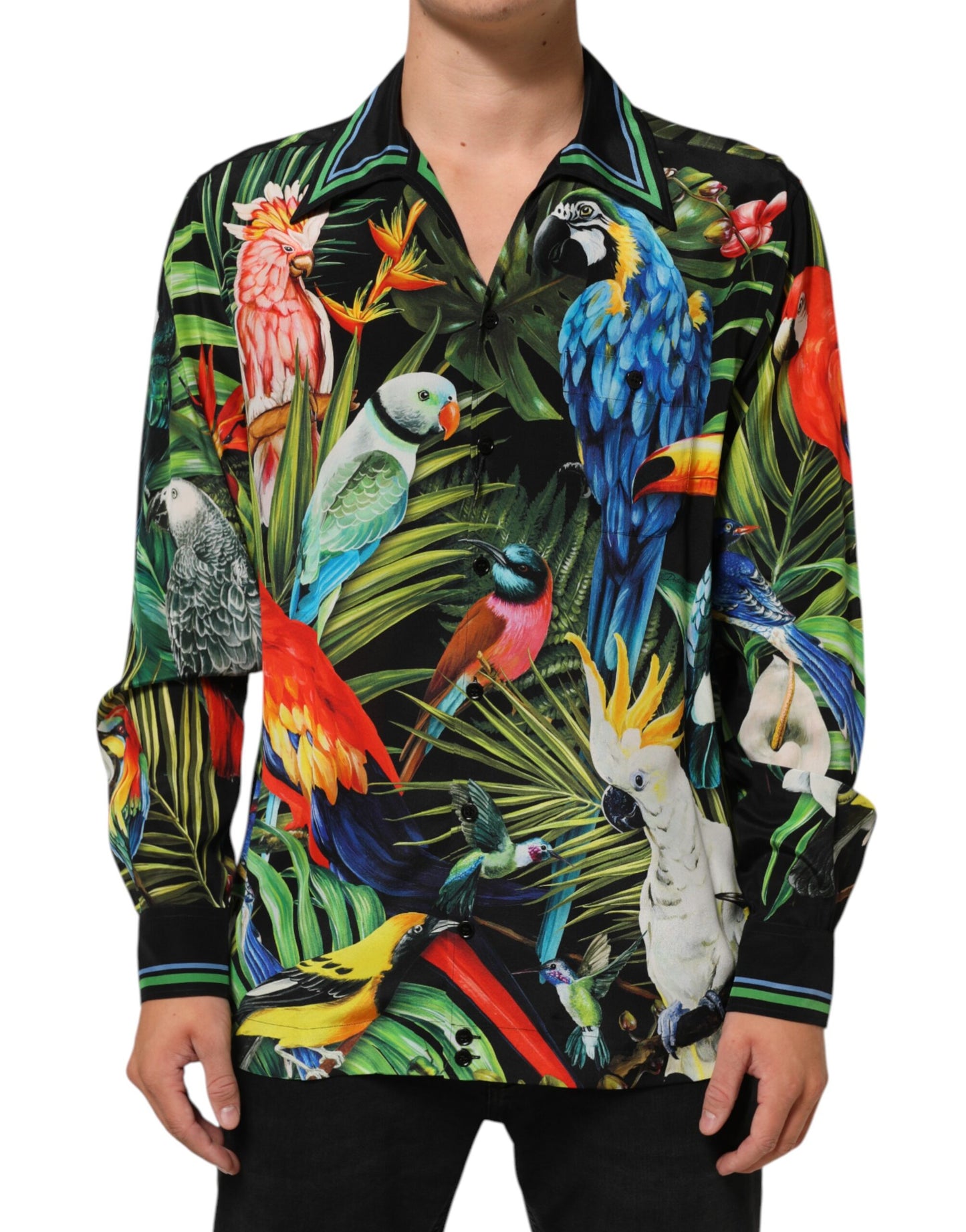 Dolce &amp; Gabbana – Mehrfarbiges Freizeithemd mit Papageien-Print