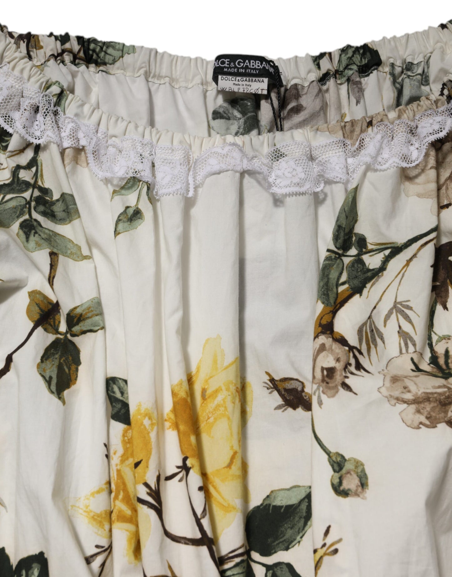 Dolce &amp; Gabbana, weißes, schulterfreies Minikleid aus geblümter Spitze