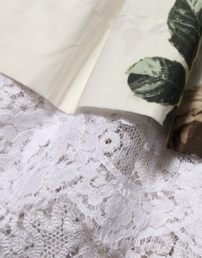 Dolce &amp; Gabbana, weißes, schulterfreies Minikleid aus geblümter Spitze
