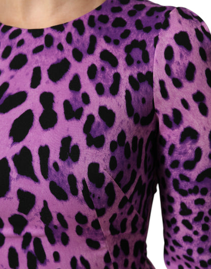 Dolce &amp; Gabbana – Violettes, figurbetontes Minikleid mit Leopardenmuster