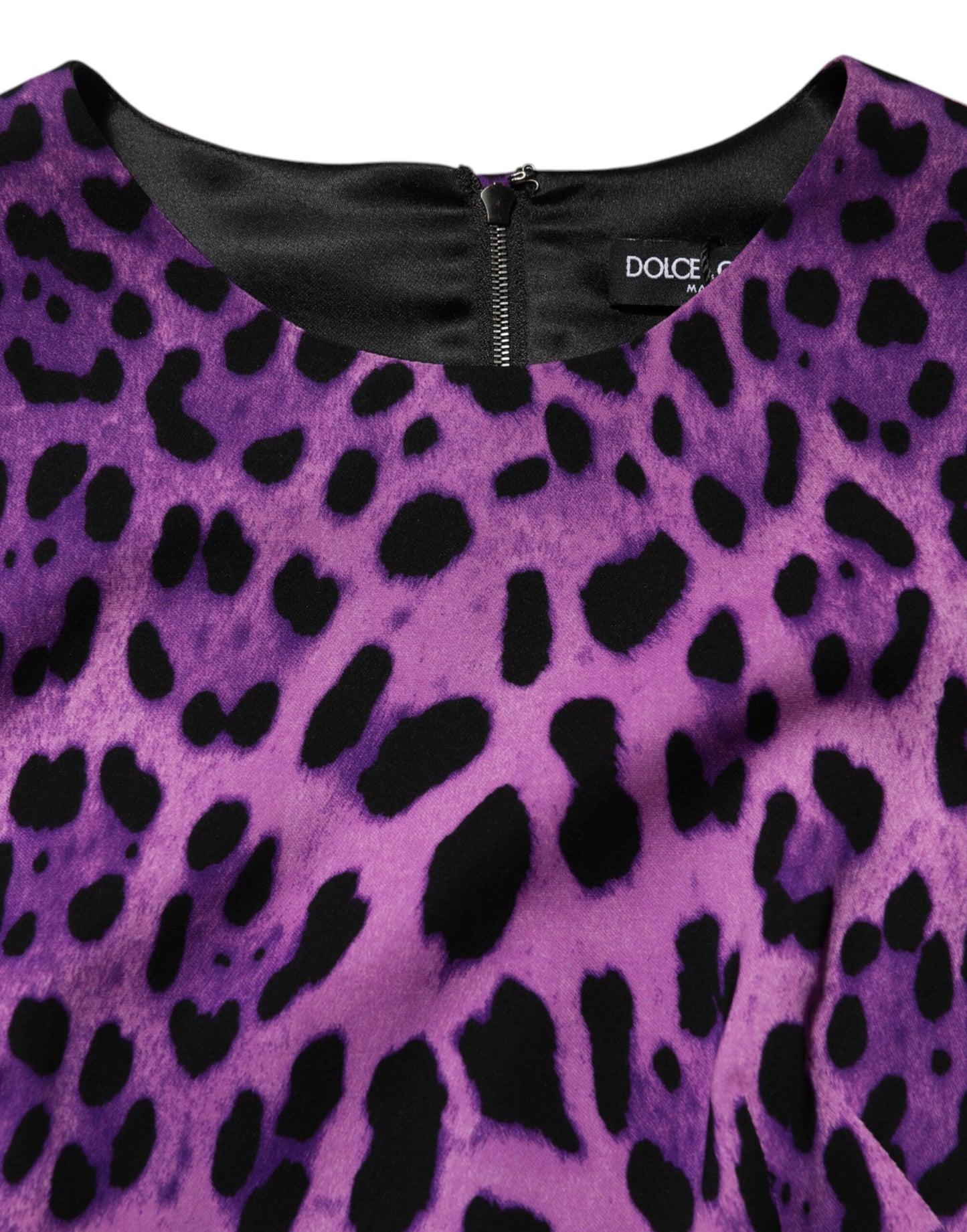 Dolce &amp; Gabbana – Violettes, figurbetontes Minikleid mit Leopardenmuster