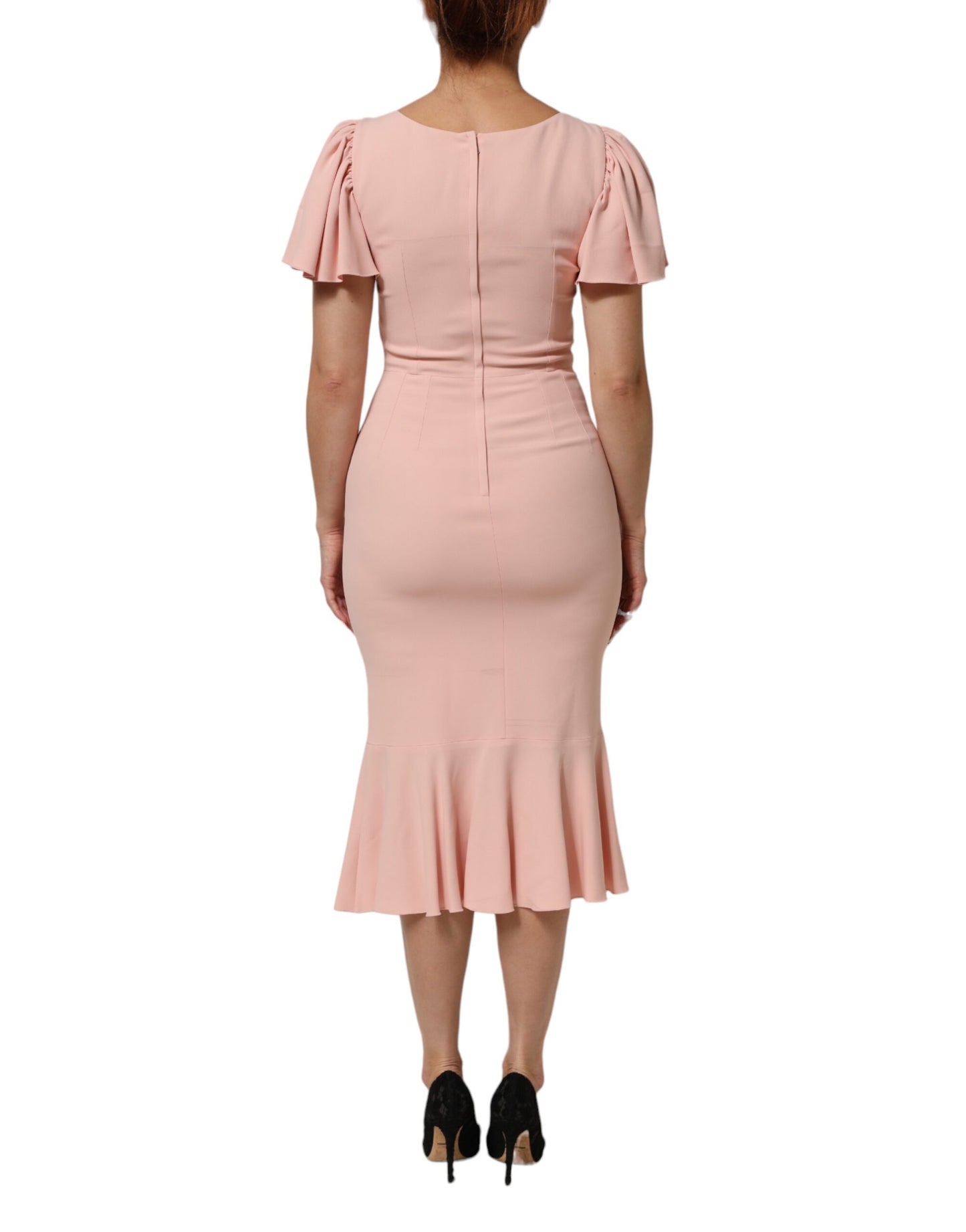 Dolce &amp; Gabbana – Ausgestelltes Etui-Midikleid aus rosa Viskose