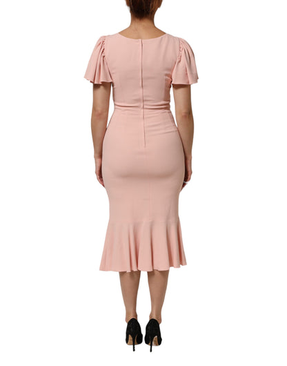 Dolce &amp; Gabbana – Ausgestelltes Etui-Midikleid aus rosa Viskose