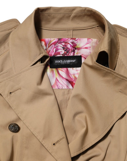 Dolce &amp; Gabbana – Zweireihige Trenchcoat-Jacke in Khaki