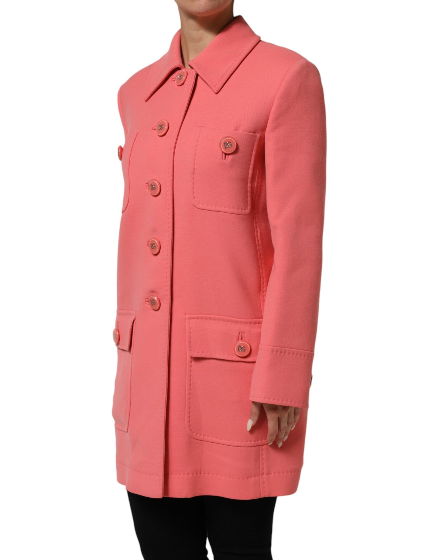 Dolce &amp; Gabbana – Trenchcoat-Jacke mit Knöpfen in Rosa