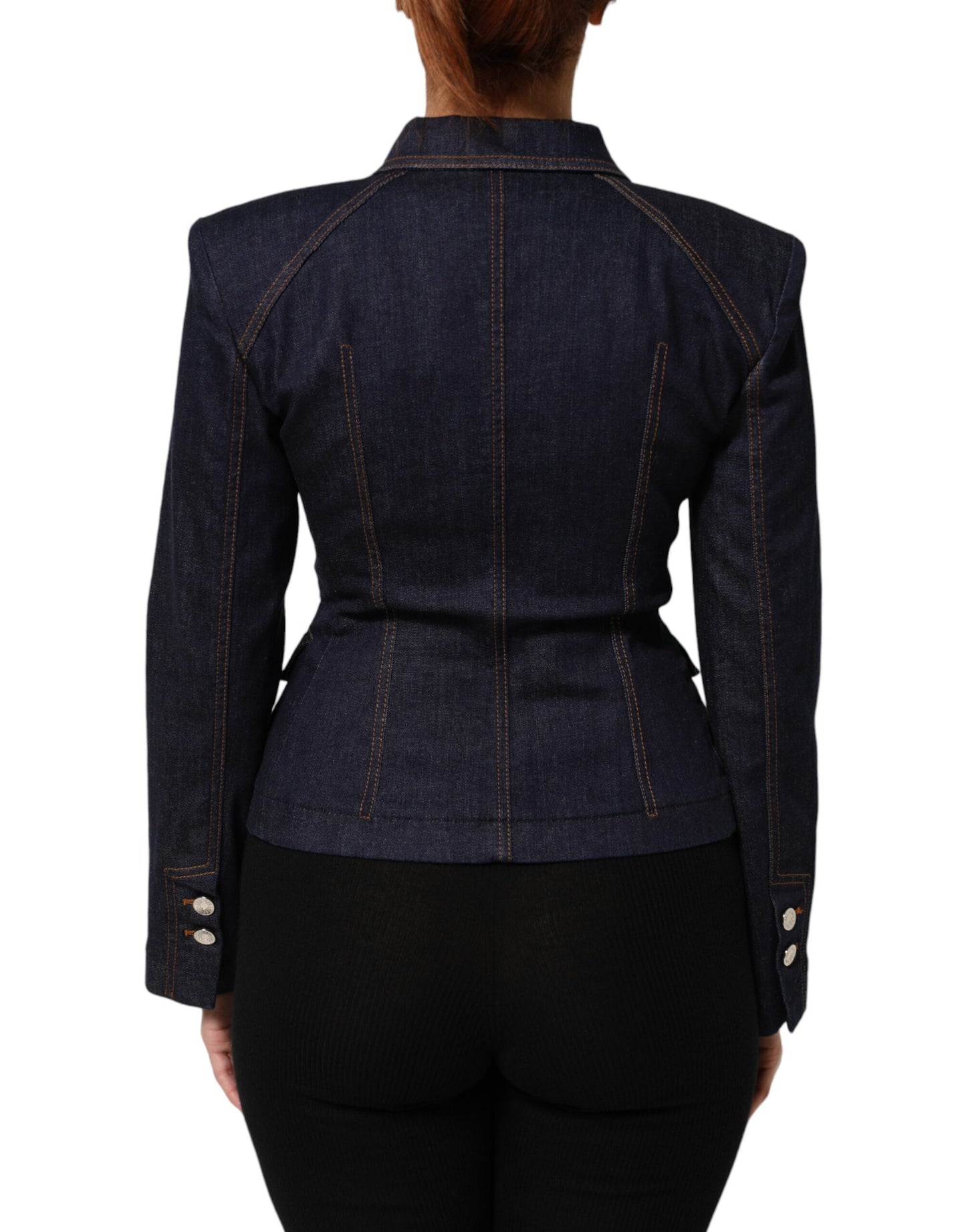 Dolce &amp; Gabbana – Dunkelblaue Jeansjacke mit Baumwollkragen