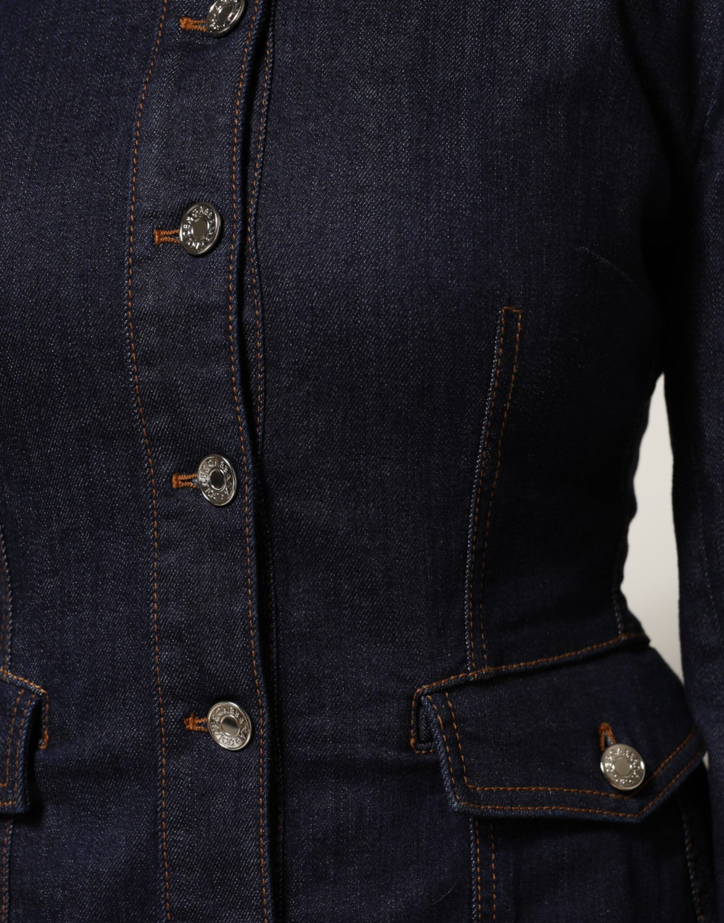 Dolce &amp; Gabbana – Dunkelblaue Jeansjacke mit Baumwollkragen