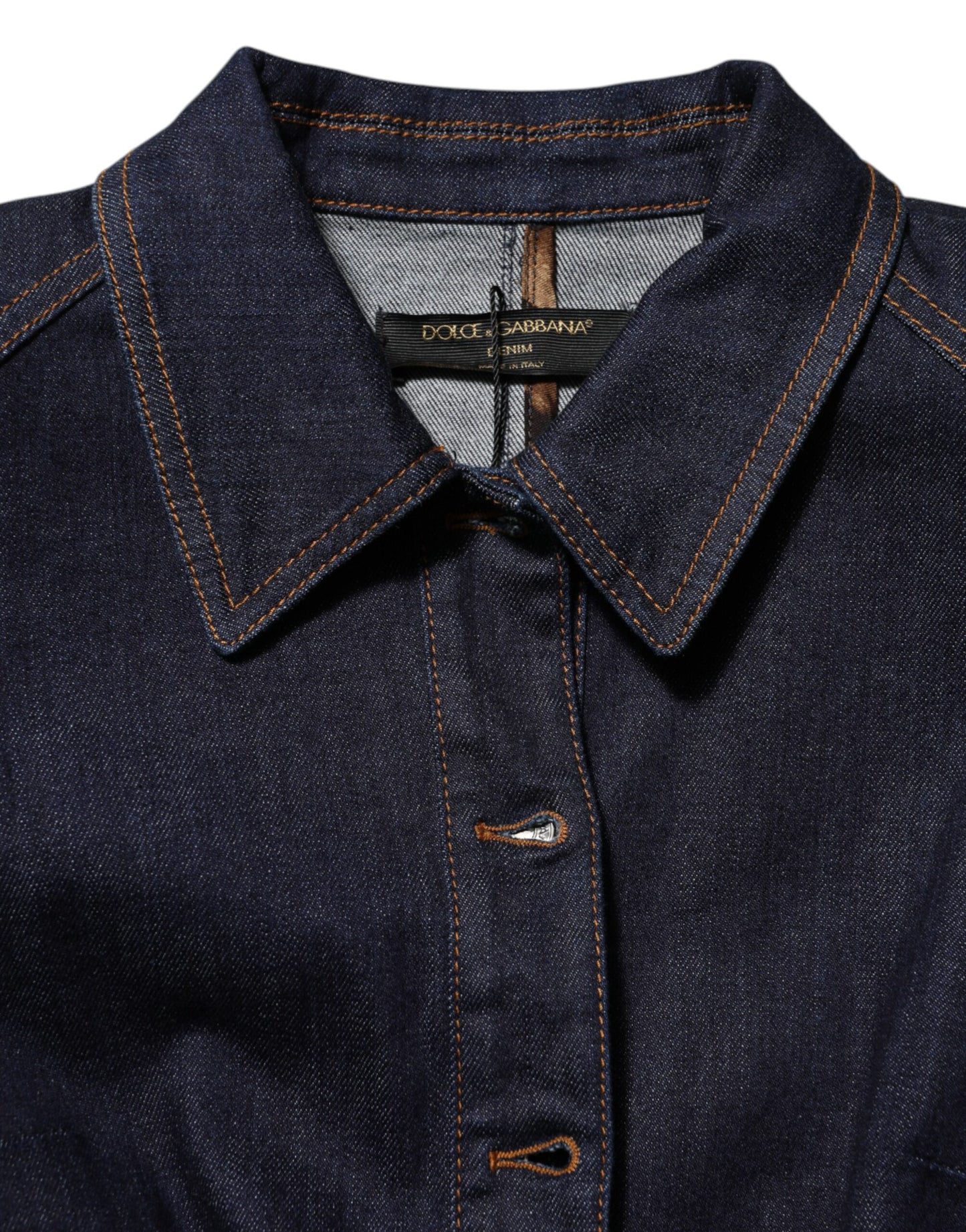 Dolce &amp; Gabbana – Dunkelblaue Jeansjacke mit Baumwollkragen