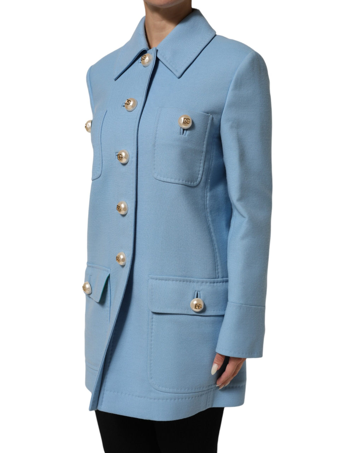 Dolce &amp; Gabbana – Blaue Trenchcoat-Jacke mit Knopfleiste