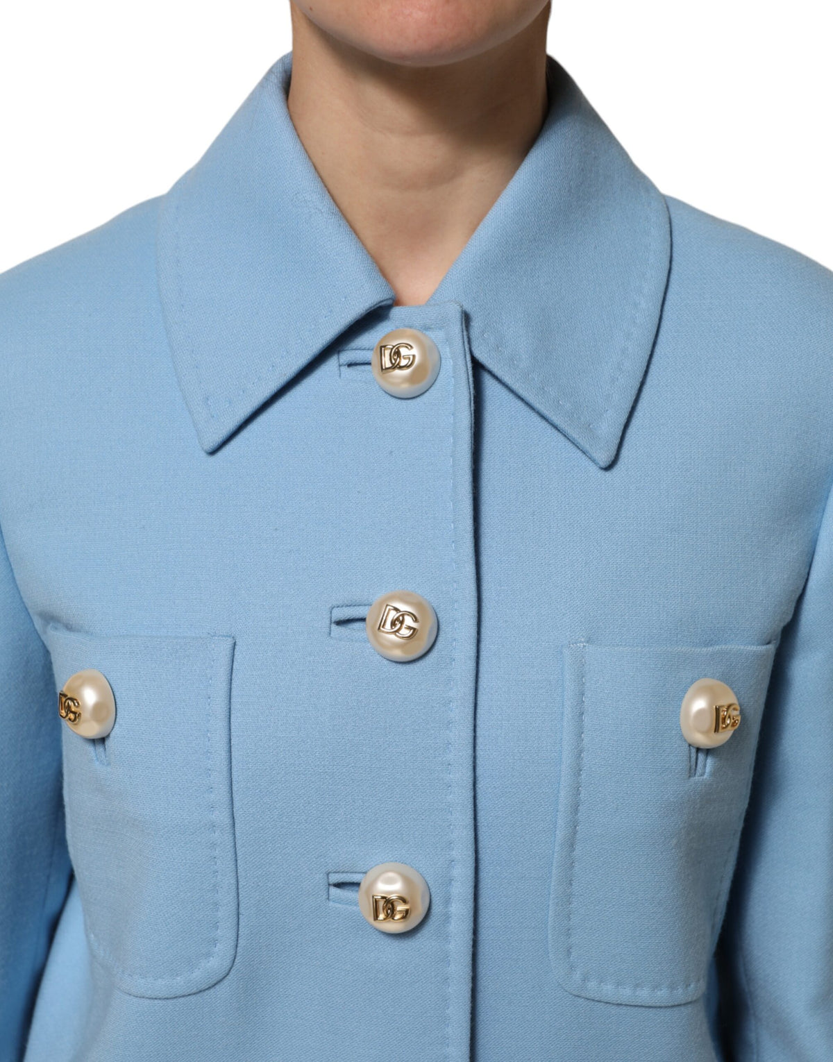 Dolce &amp; Gabbana – Blaue Trenchcoat-Jacke mit Knopfleiste