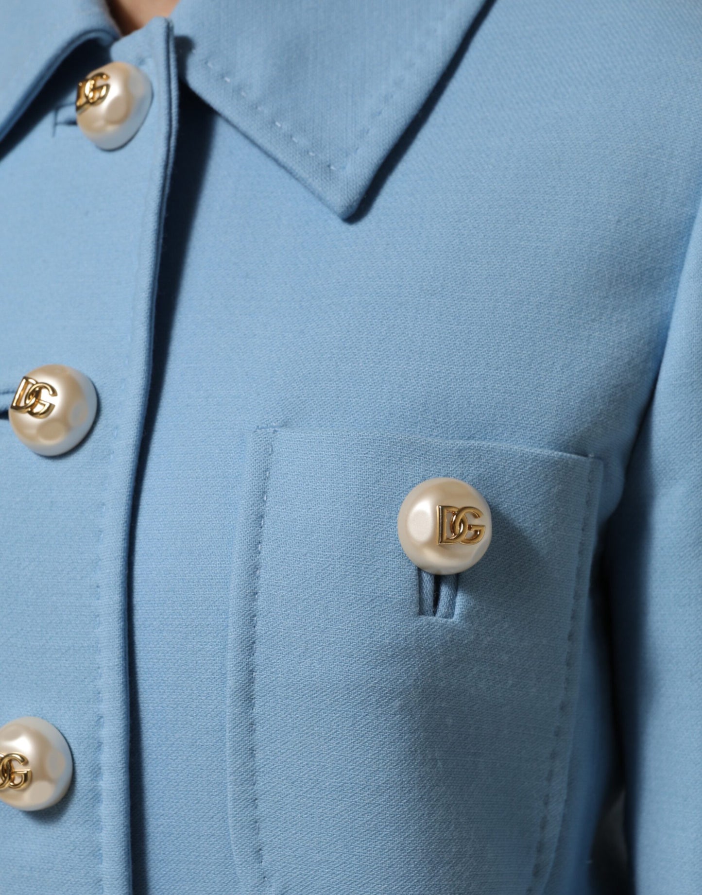 Dolce &amp; Gabbana – Blaue Trenchcoat-Jacke mit Knopfleiste