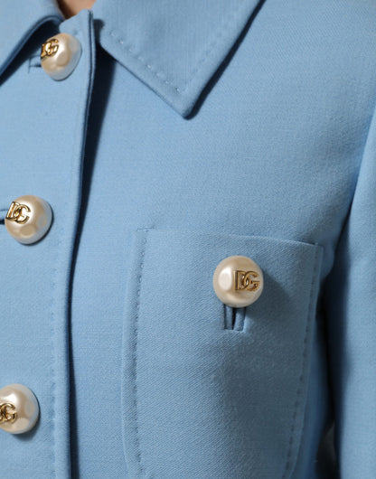 Dolce &amp; Gabbana – Blaue Trenchcoat-Jacke mit Knopfleiste