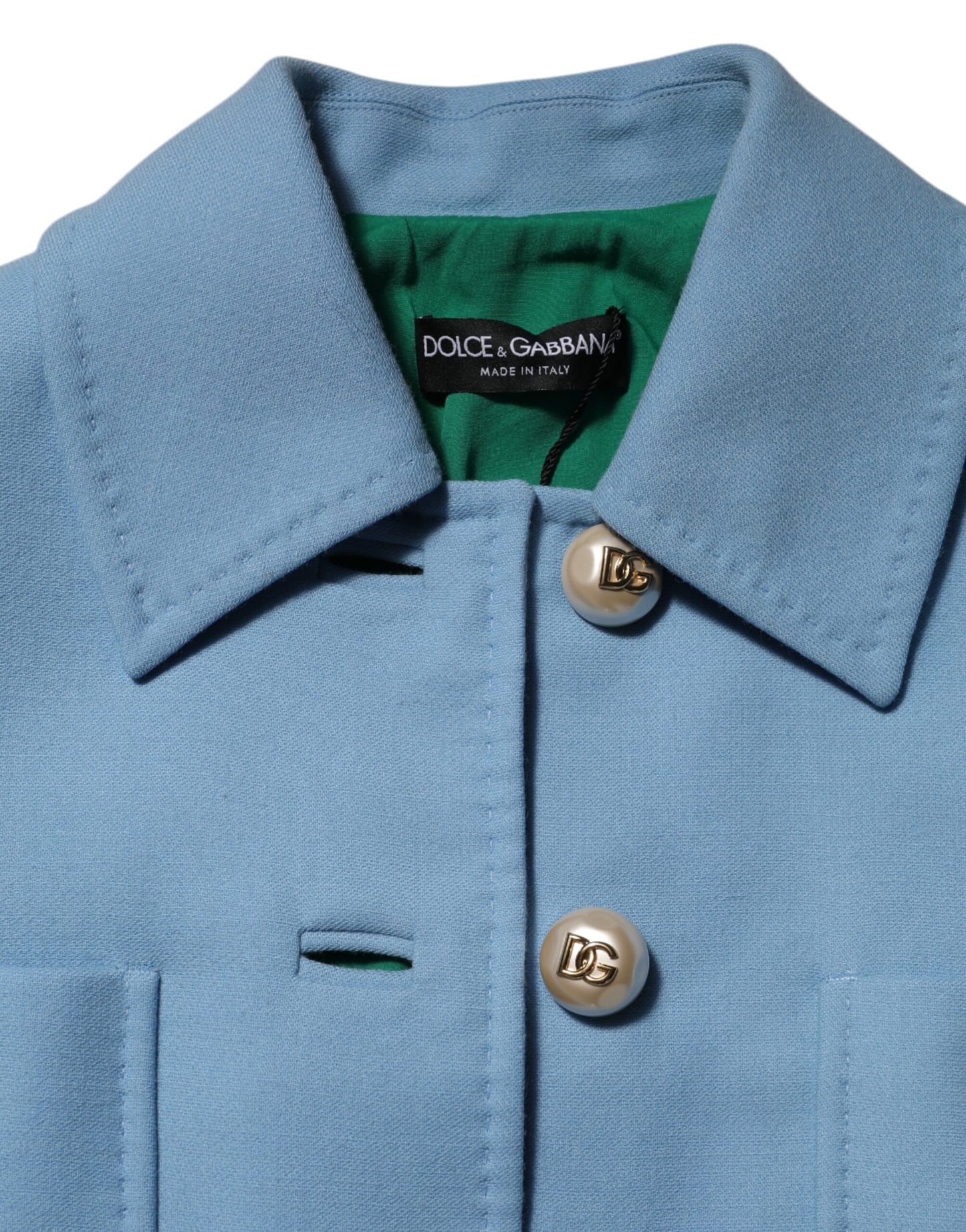 Dolce &amp; Gabbana – Blaue Trenchcoat-Jacke mit Knopfleiste