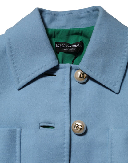 Dolce &amp; Gabbana – Blaue Trenchcoat-Jacke mit Knopfleiste