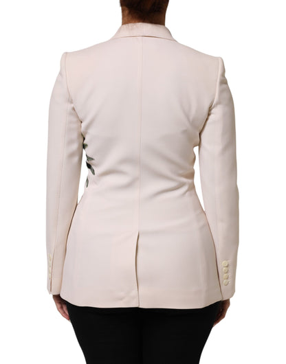 Dolce &amp; Gabbana – Beigefarbene, bestickte Einreiherjacke