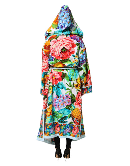 Dolce &amp; Gabbana – Bademanteljacke mit mehrfarbigem Blumendruck und Gürtel