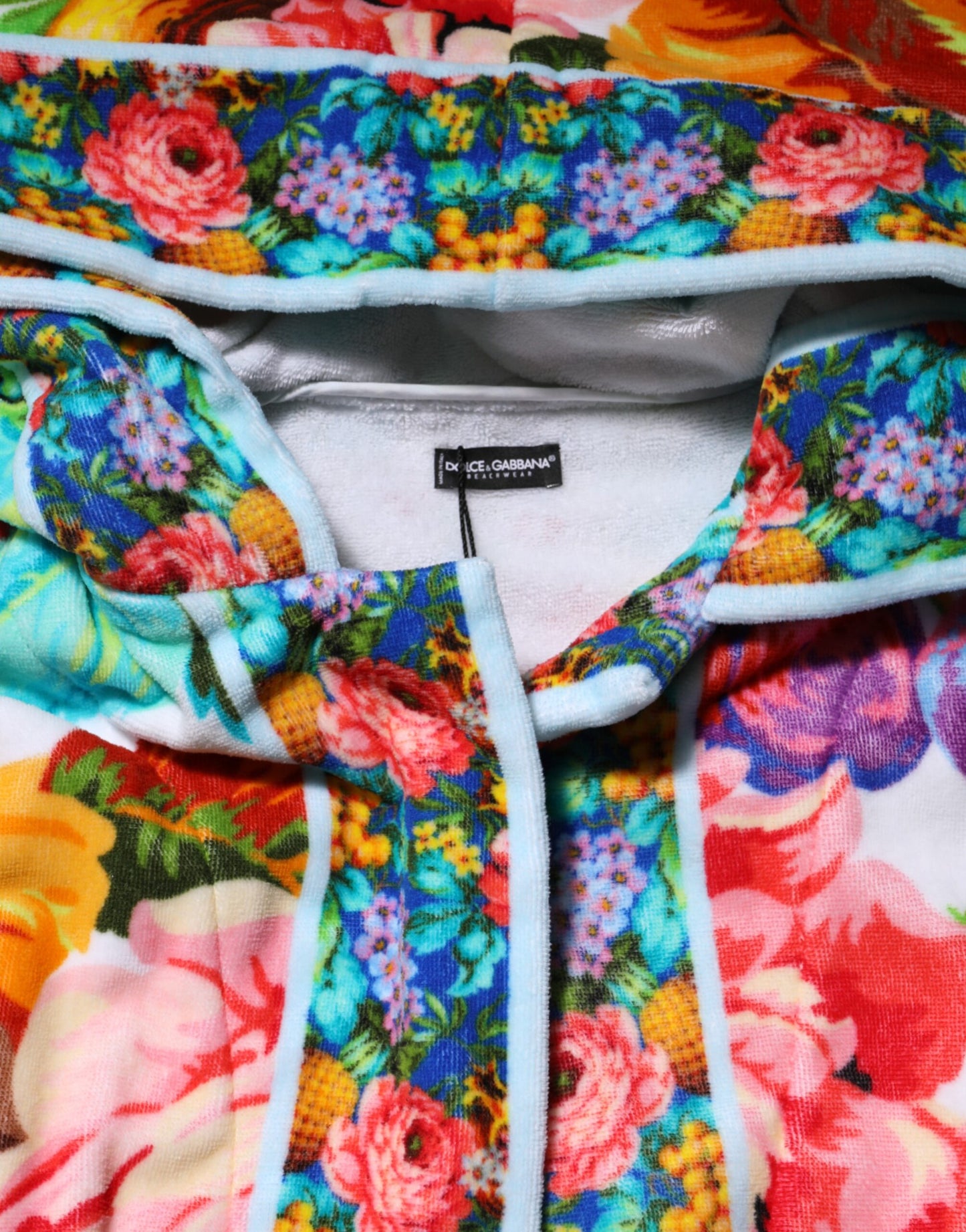 Dolce &amp; Gabbana – Bademanteljacke mit mehrfarbigem Blumendruck und Gürtel