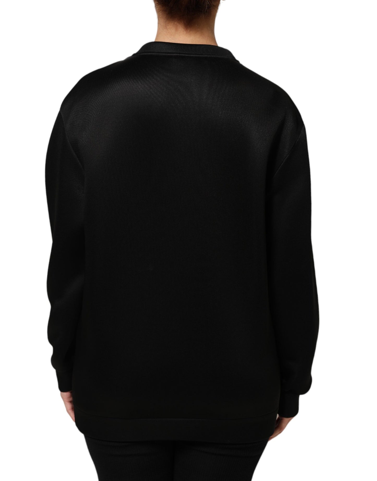 Dolce &amp; Gabbana Schwarze Halskette Kristall DG Logo Sweatshirt Pullover