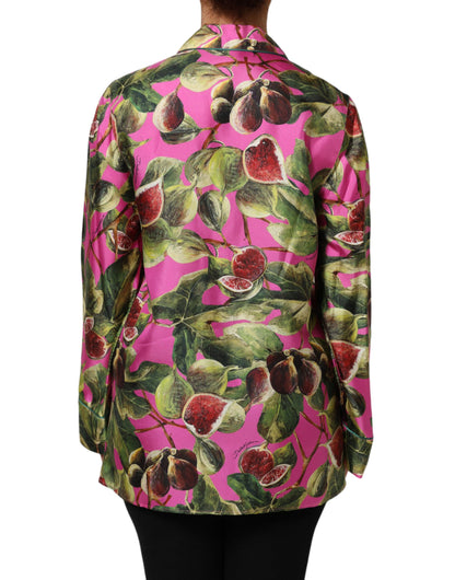 Dolce &amp; Gabbana – Blusenoberteil aus Seide mit Feigenmuster in Pink