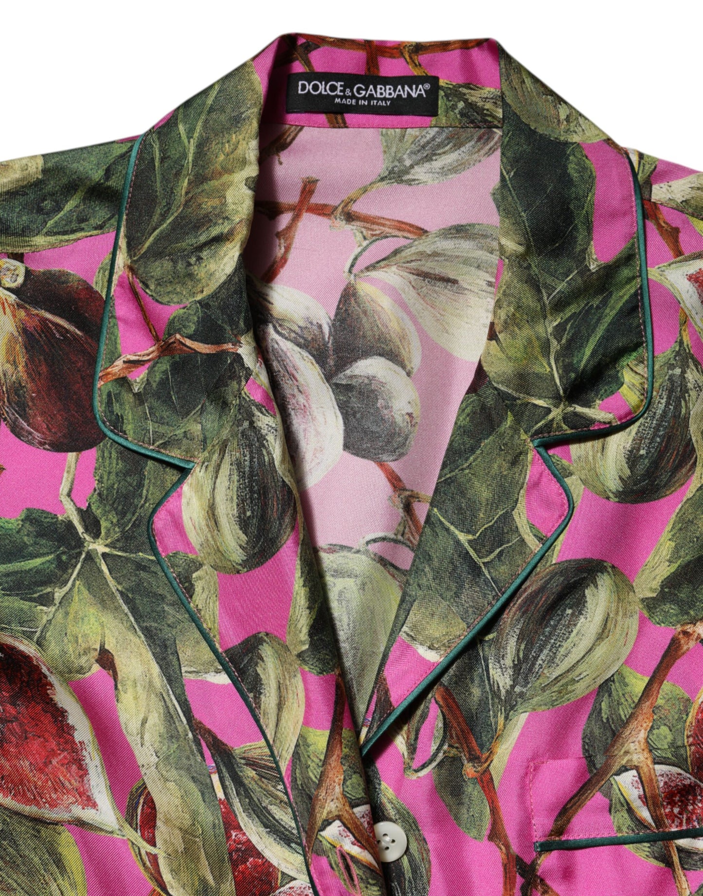 Dolce &amp; Gabbana – Blusenoberteil aus Seide mit Feigenmuster in Pink