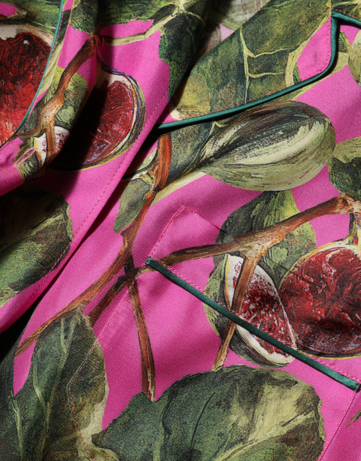 Dolce &amp; Gabbana – Blusenoberteil aus Seide mit Feigenmuster in Pink