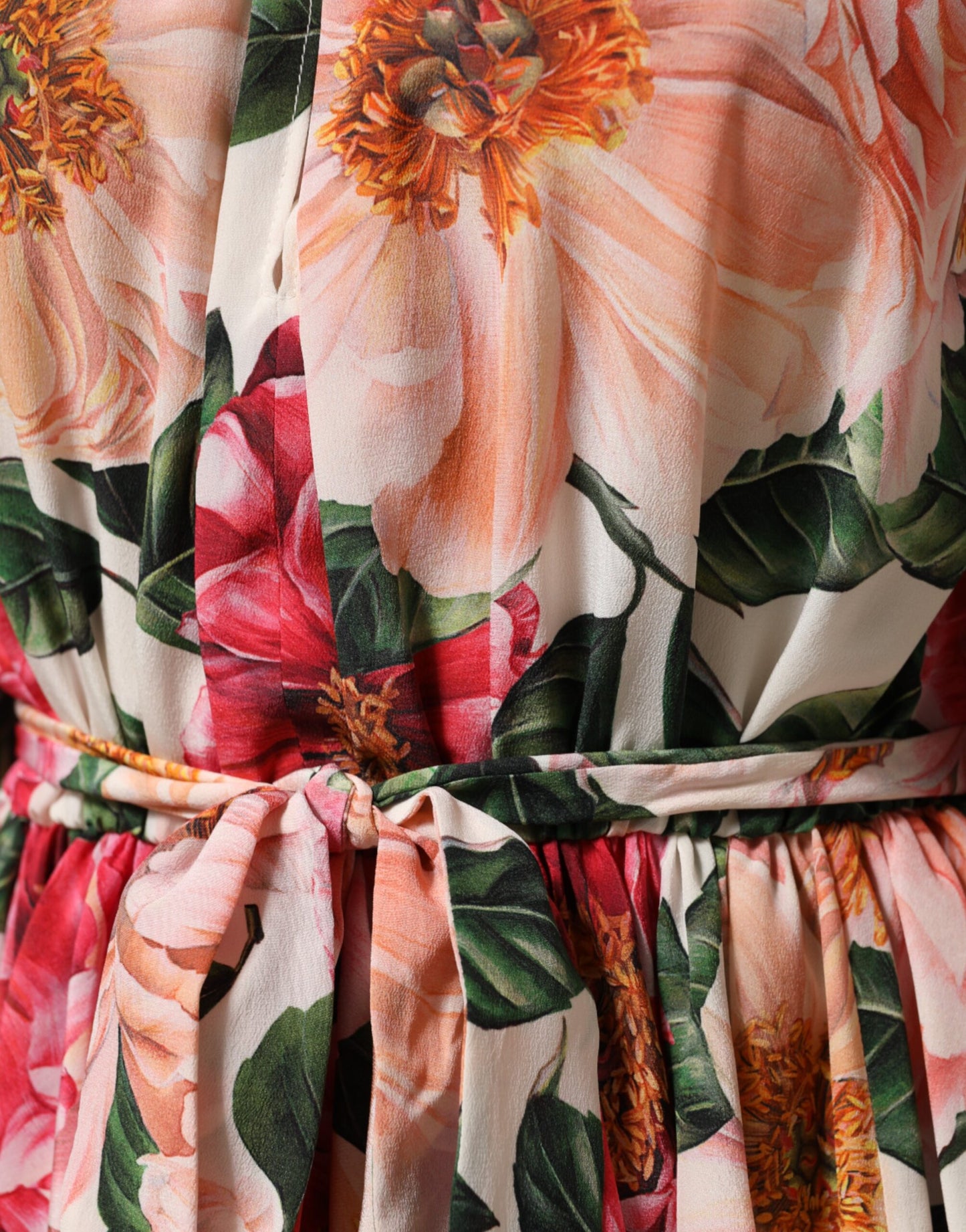 Dolce &amp; Gabbana – Blusentop aus Seide mit Rüschen und Blumenmuster in Rosa