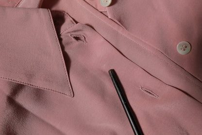 Dolce &amp; Gabbana – Blusentop aus Seide mit Kragen und langen Ärmeln in Rosa