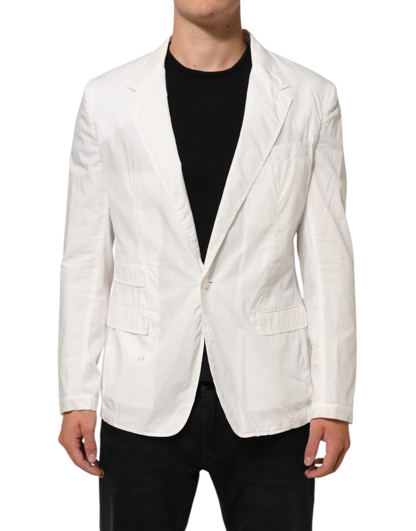 Dolce &amp; Gabbana – Weißer Anzugsblazer aus Baumwolle mit 1 Knopf
