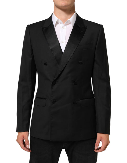 Dolce &amp; Gabbana Schwarzer MARTINI Zweireihiger Anzugblazer