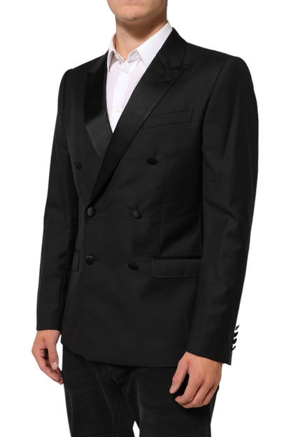 Dolce &amp; Gabbana Schwarzer MARTINI Zweireihiger Anzugblazer