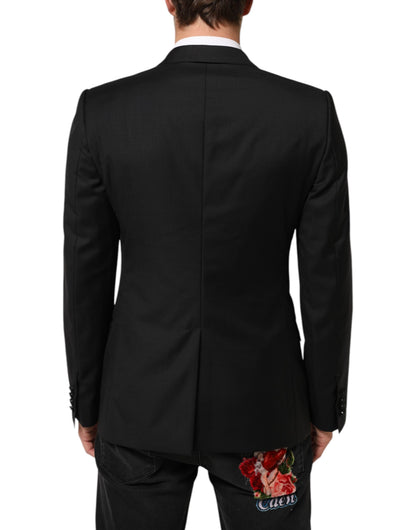 Dolce &amp; Gabbana Schwarzer MARTINI Zweireihiger Anzugblazer