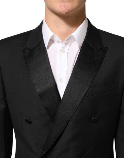 Dolce &amp; Gabbana Schwarzer MARTINI Zweireihiger Anzugblazer