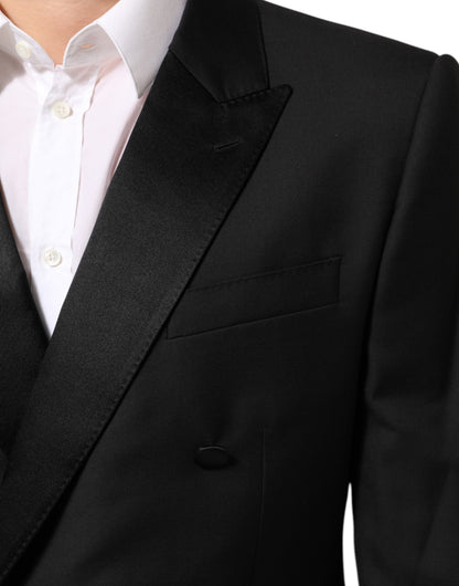 Dolce &amp; Gabbana Schwarzer MARTINI Zweireihiger Anzugblazer