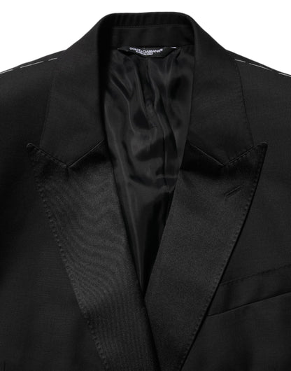 Dolce &amp; Gabbana Schwarzer MARTINI Zweireihiger Anzugblazer