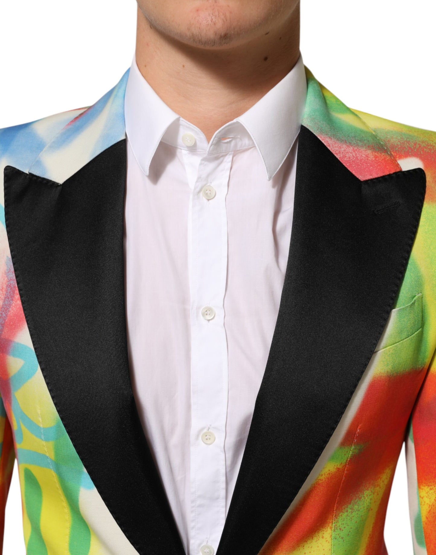 Dolce &amp; Gabbana Mehrfarbiger Graffiti SICILIA 1-Knopf-Anzugsblazer für Herren