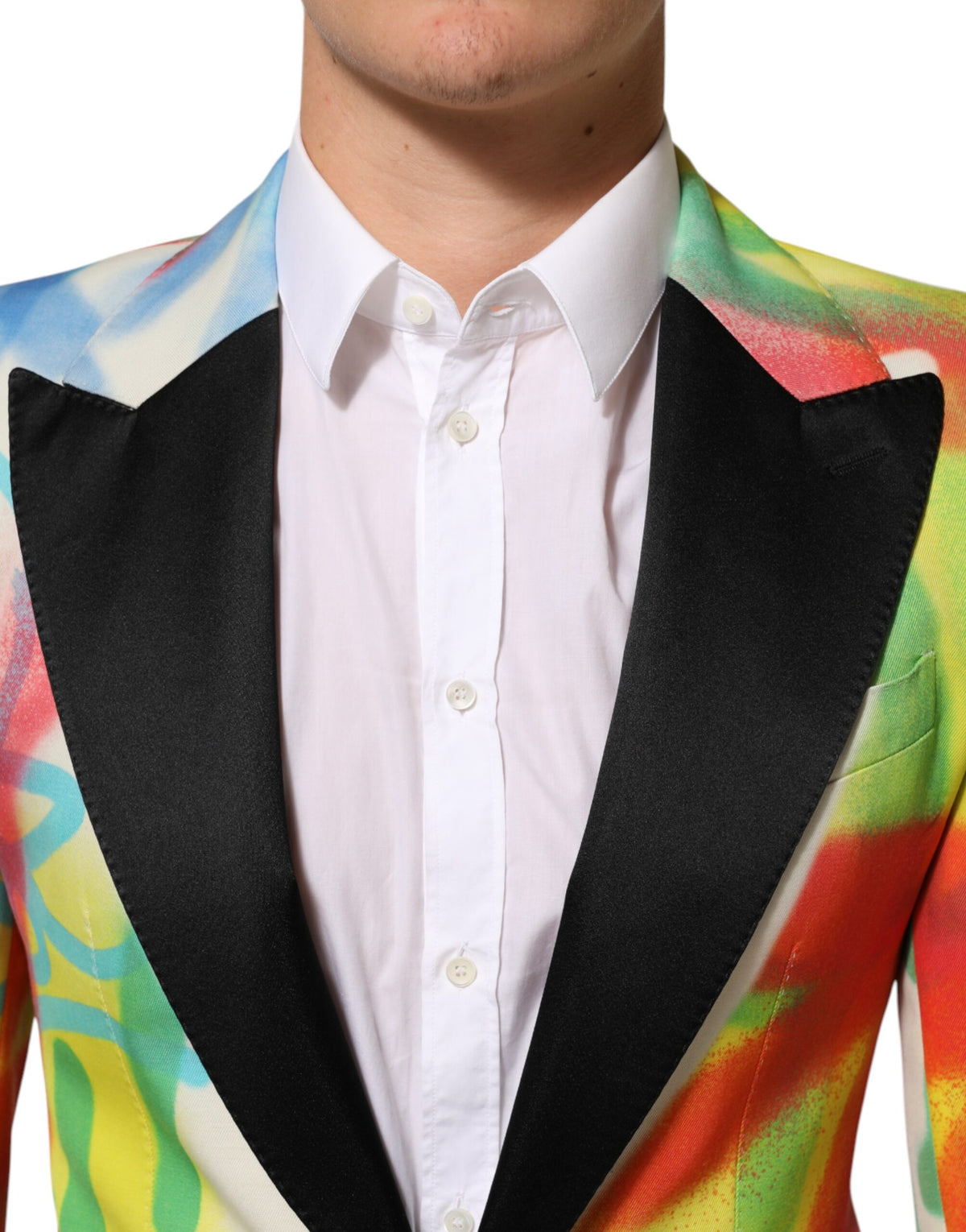 Dolce &amp; Gabbana Mehrfarbiger Graffiti SICILIA 1-Knopf-Anzugsblazer für Herren