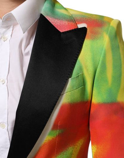 Dolce &amp; Gabbana Mehrfarbiger Graffiti SICILIA 1-Knopf-Anzugsblazer für Herren