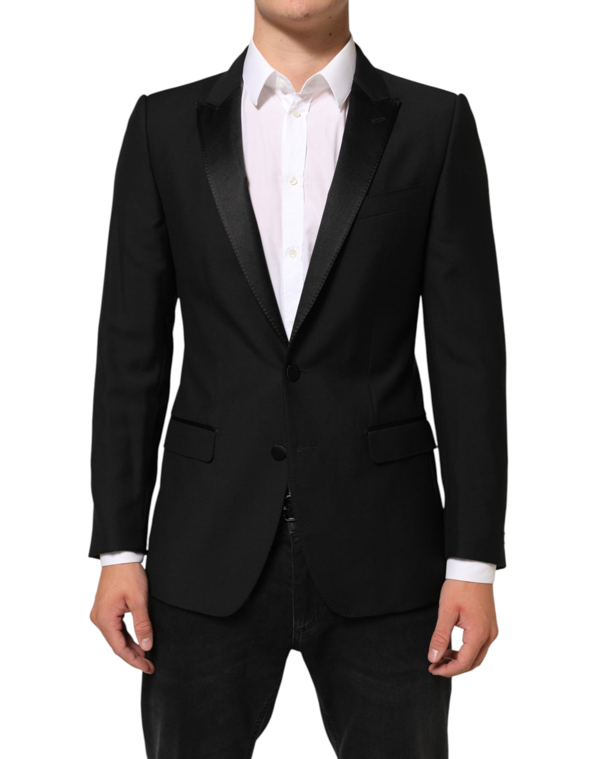 Dolce &amp; Gabbana – Schwarzer MARTINI-Anzugblazer aus Wolle mit 2 Knöpfen für Herren