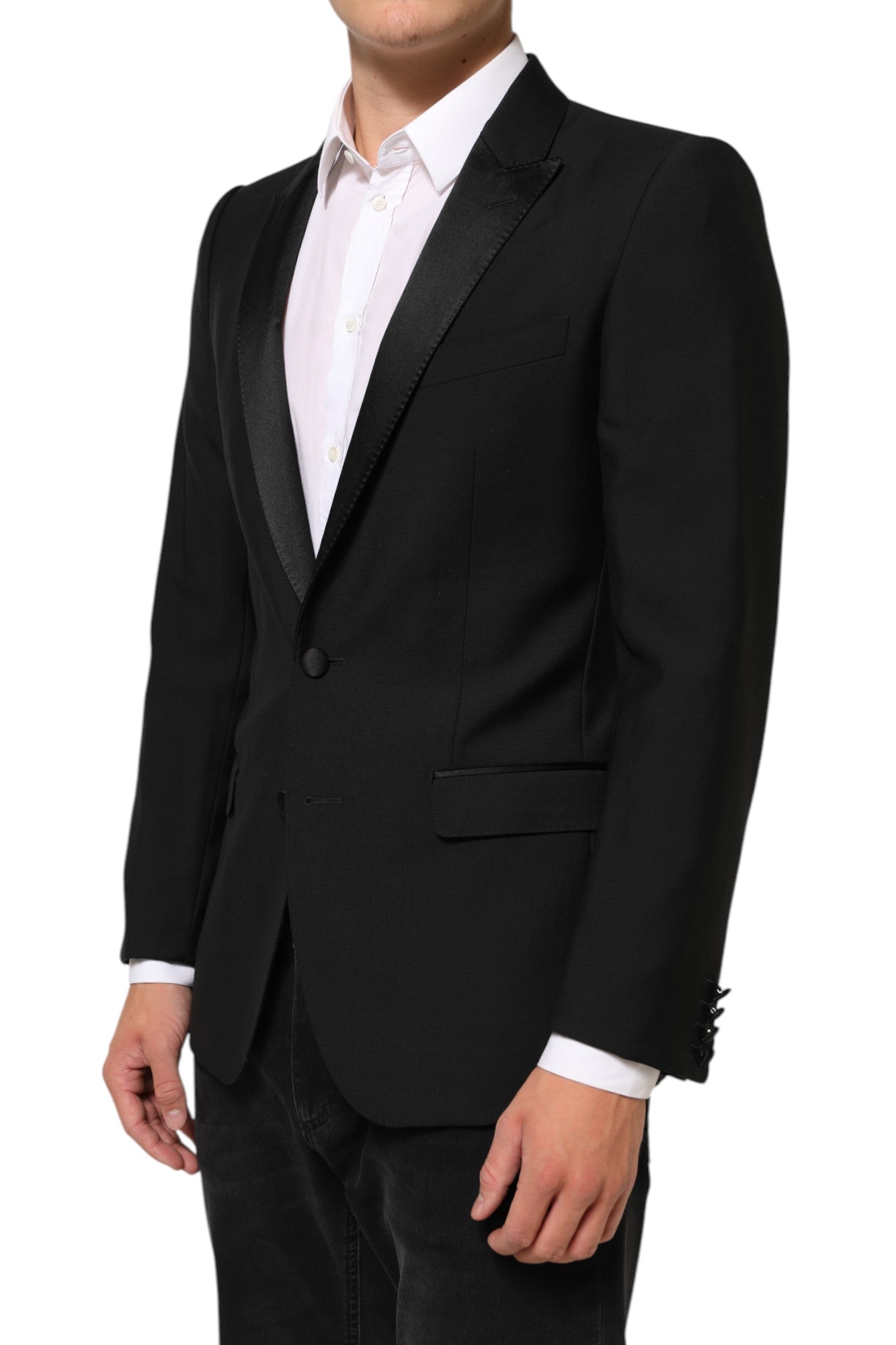 Dolce &amp; Gabbana – Schwarzer MARTINI-Anzugblazer aus Wolle mit 2 Knöpfen für Herren