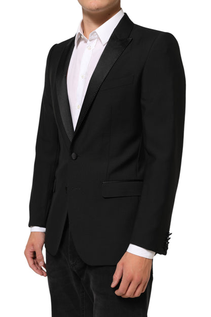 Dolce &amp; Gabbana – Schwarzer MARTINI-Anzugblazer aus Wolle mit 2 Knöpfen für Herren