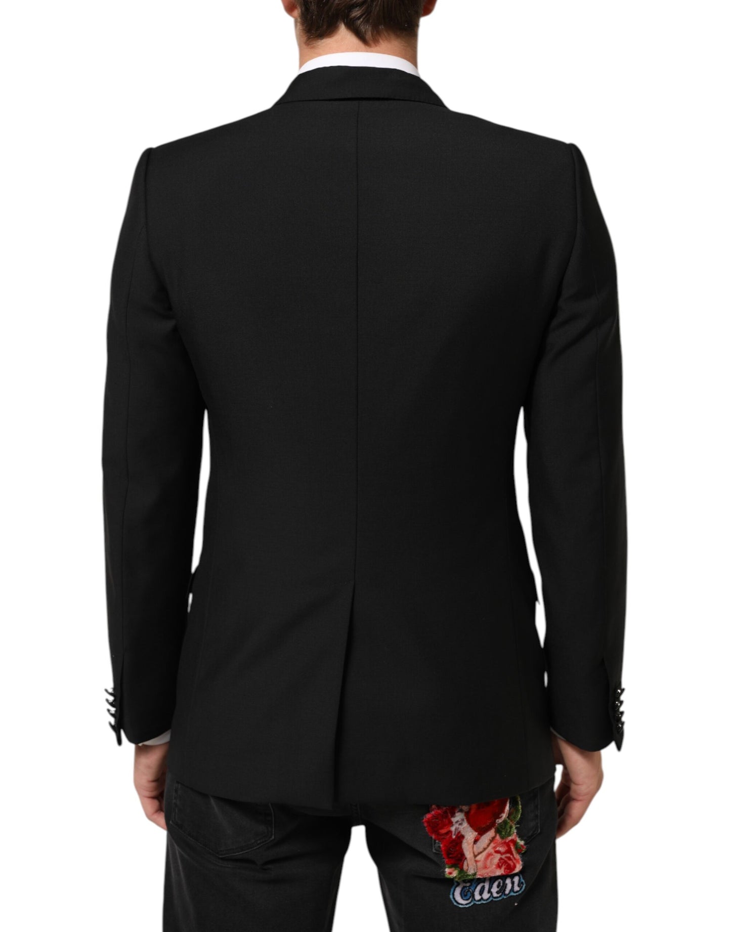 Dolce &amp; Gabbana – Schwarzer MARTINI-Anzugblazer aus Wolle mit 2 Knöpfen für Herren