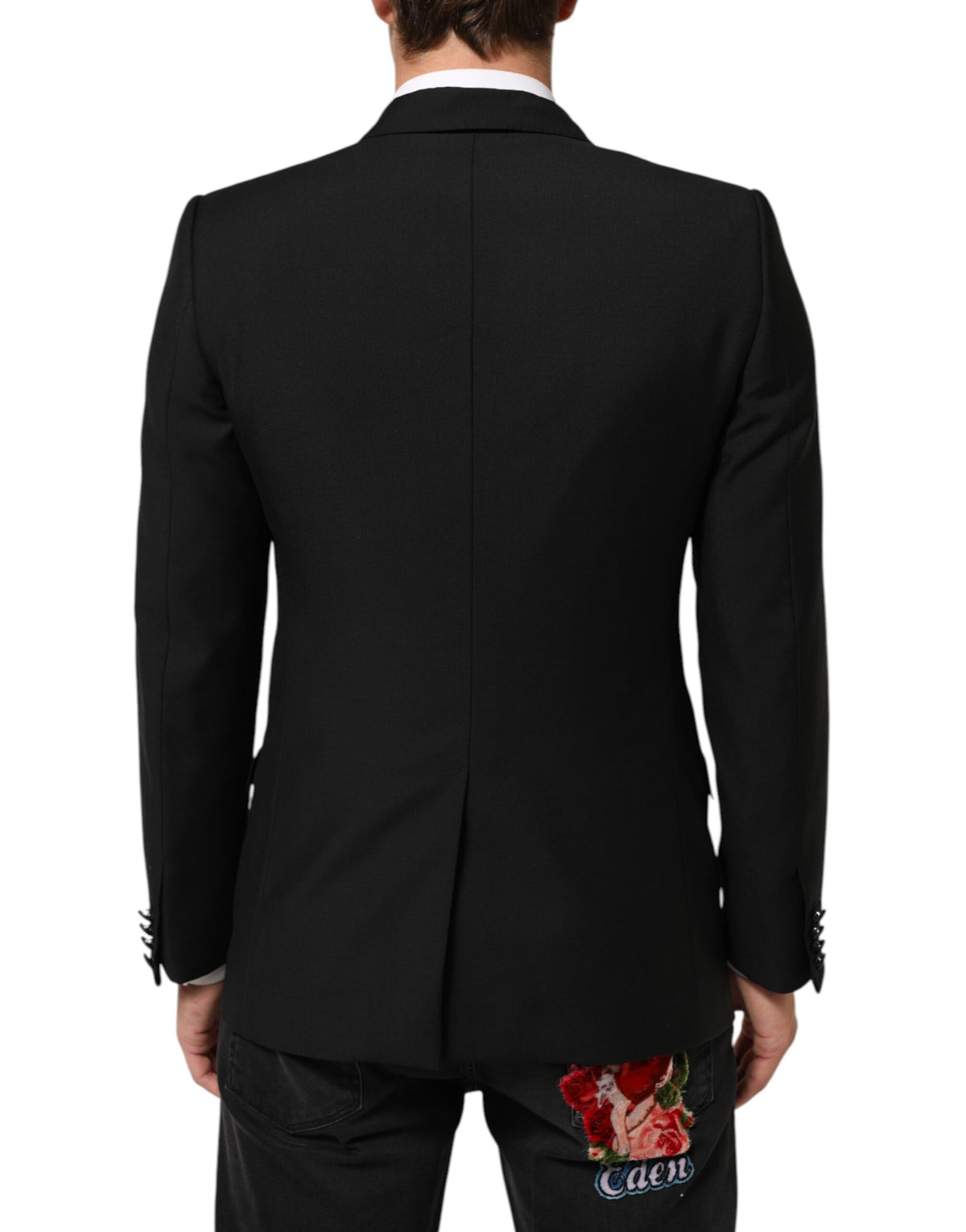 Dolce &amp; Gabbana – Schwarzer MARTINI-Anzugblazer aus Wolle mit 2 Knöpfen für Herren