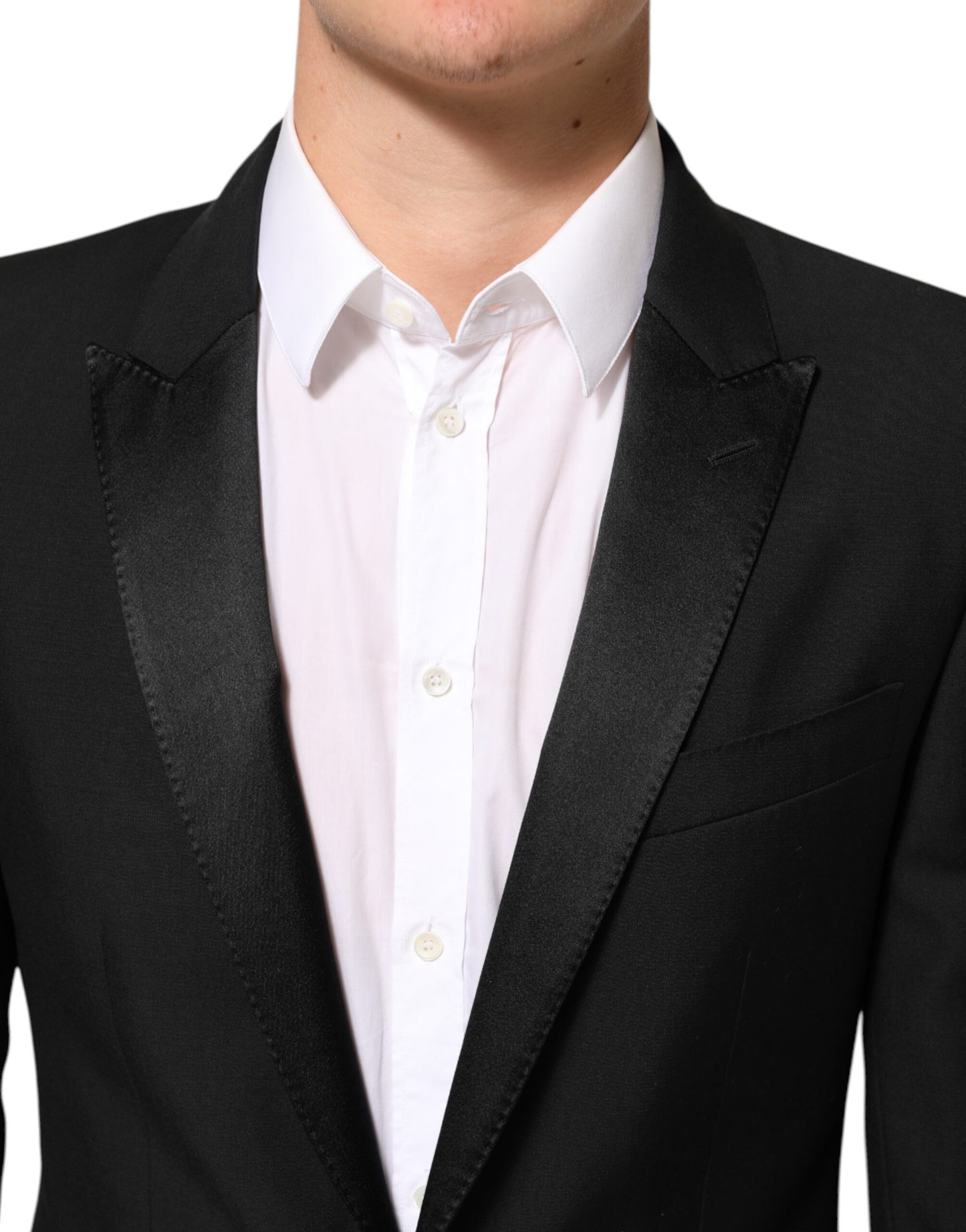 Dolce &amp; Gabbana – Schwarzer MARTINI-Anzugblazer aus Wolle mit 2 Knöpfen für Herren